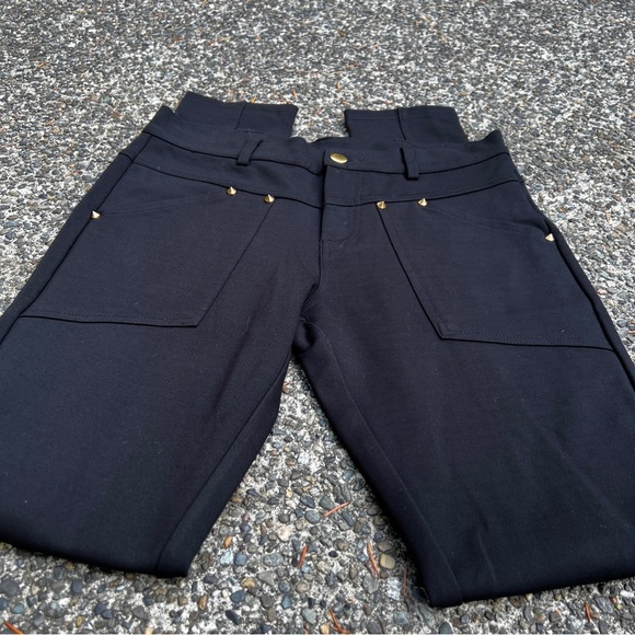 Black Swan Copper Studded Heavy Stretch Seam Detail Pants Size 27 - Picture 2 of 11